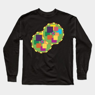 Fun, colorful cogwheels design. Multicolored squares and circles. Original artwork in modern, bright colors. Long Sleeve T-Shirt